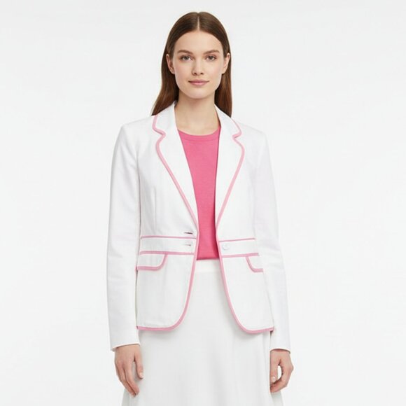 Lilly Pulitzer White & Pink Long Sleeve Janice Jacket Blazer New Size 6 - Picture 1 of 10